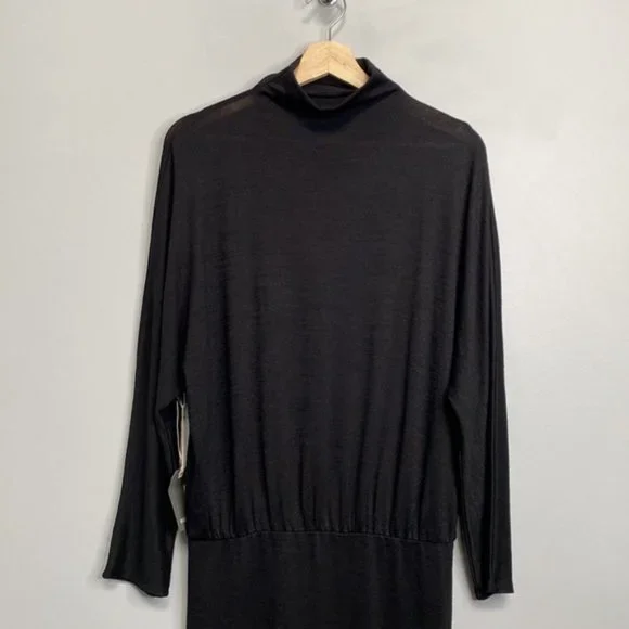 ❗️SOLD❗️ Wilfred Free Black Long Sleeve Mock Neck Resing Maxi Dress Size L - Picture 4 of 9